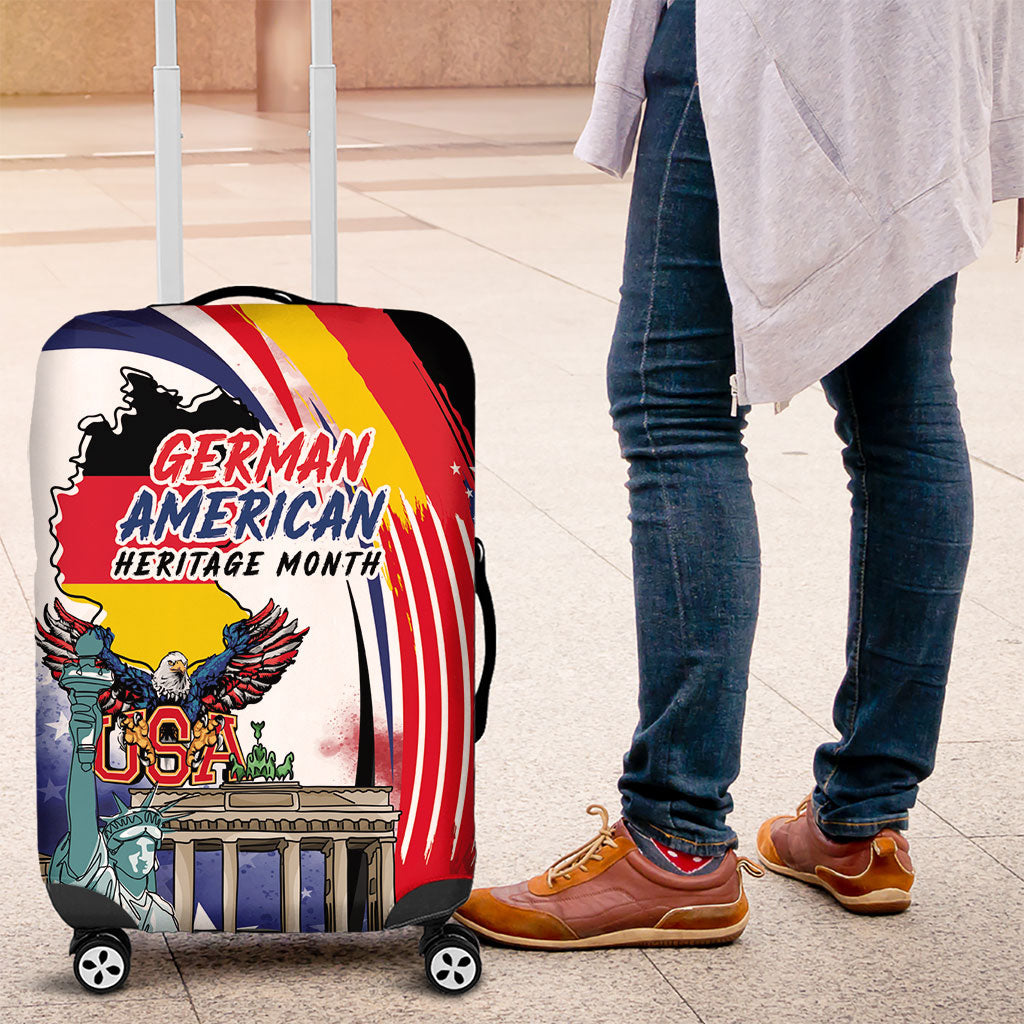 German American Heritage Month Luggage Cover USA Bald Eagle with Brandenburg Gate