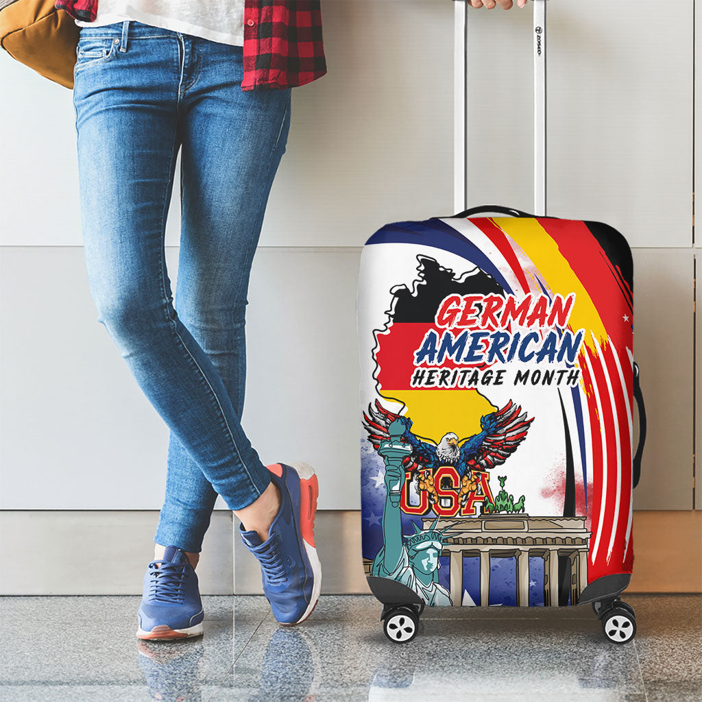 German American Heritage Month Luggage Cover USA Bald Eagle with Brandenburg Gate