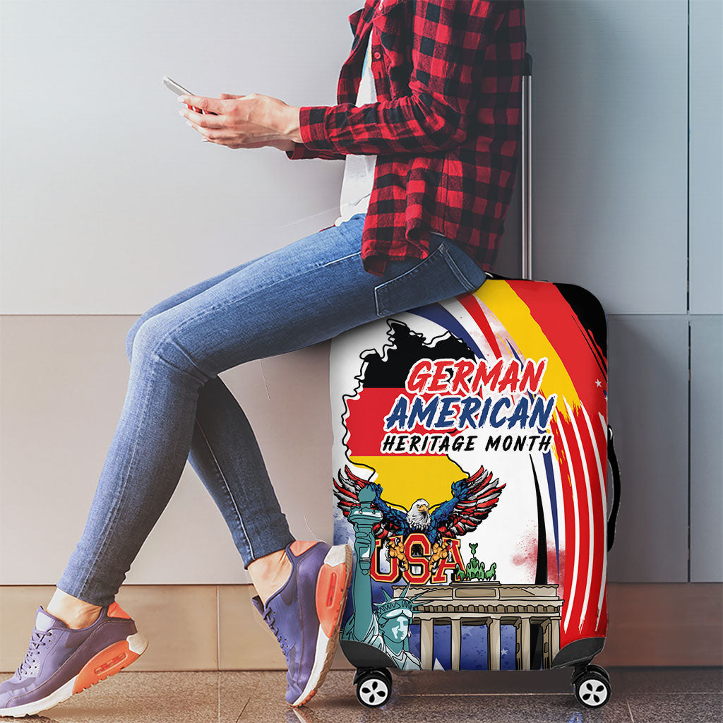 German American Heritage Month Luggage Cover USA Bald Eagle with Brandenburg Gate
