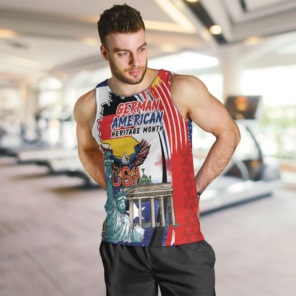 German American Heritage Month Men Tank Top USA Bald Eagle with Brandenburg Gate