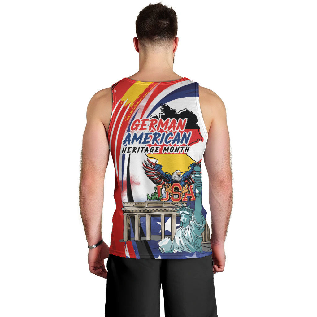 German American Heritage Month Men Tank Top USA Bald Eagle with Brandenburg Gate
