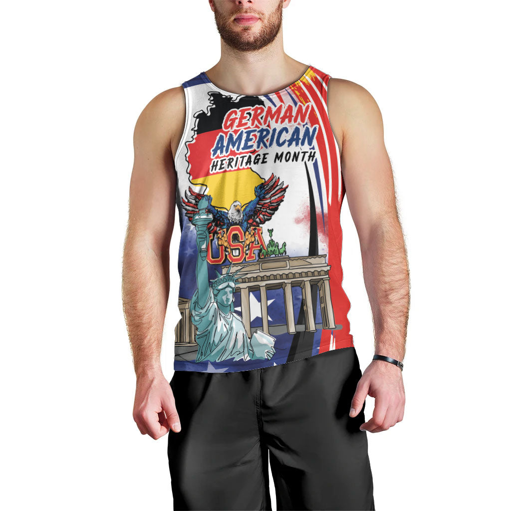 German American Heritage Month Men Tank Top USA Bald Eagle with Brandenburg Gate