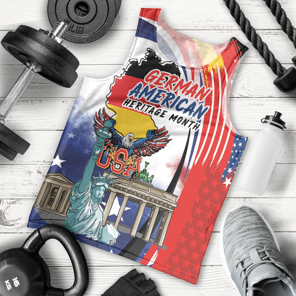 German American Heritage Month Men Tank Top USA Bald Eagle with Brandenburg Gate