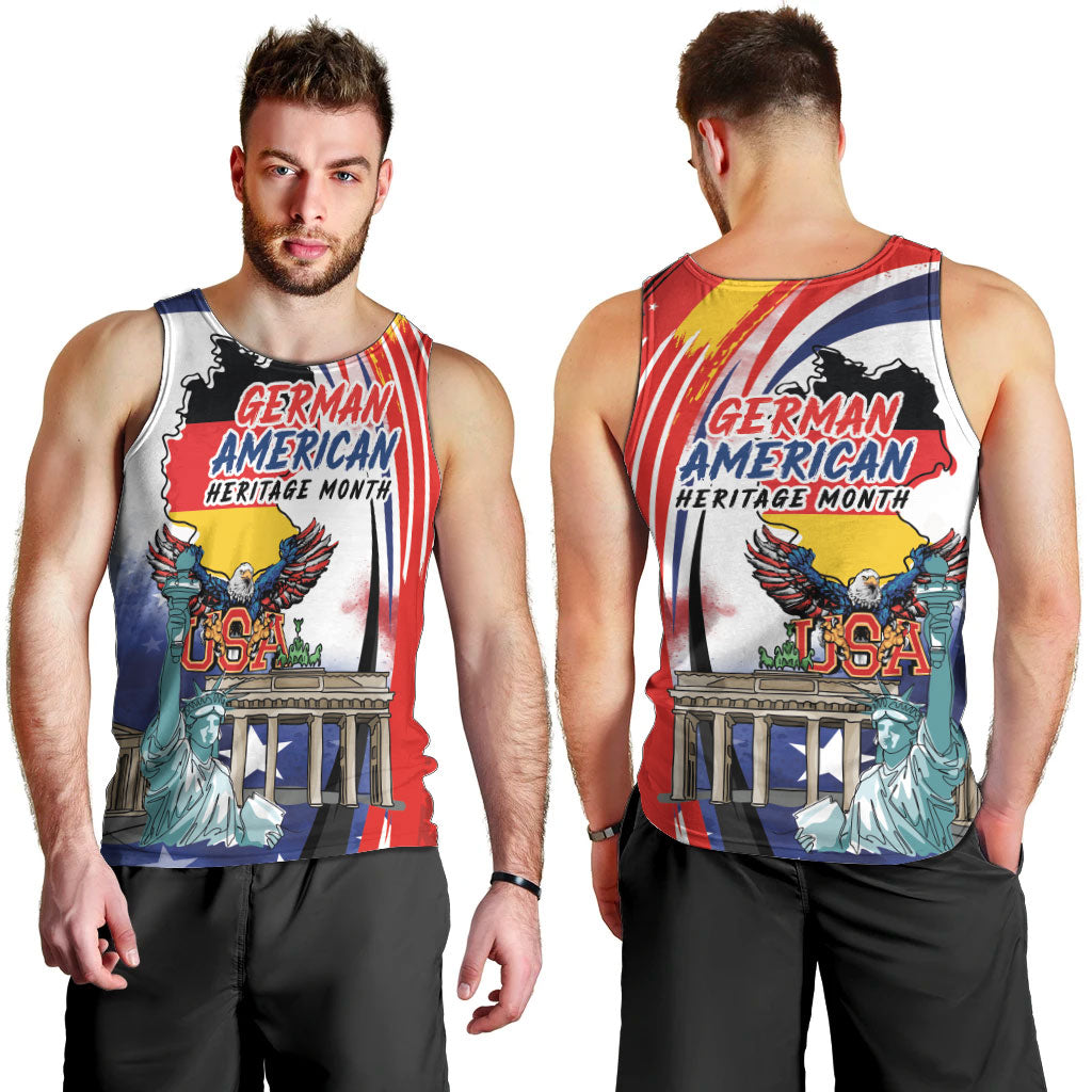 German American Heritage Month Men Tank Top USA Bald Eagle with Brandenburg Gate