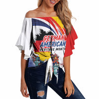 German American Heritage Month Off Shoulder Wrap Waist Top USA Bald Eagle with Brandenburg Gate