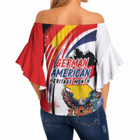 German American Heritage Month Off Shoulder Wrap Waist Top USA Bald Eagle with Brandenburg Gate