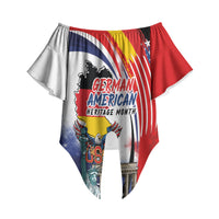 German American Heritage Month Off Shoulder Wrap Waist Top USA Bald Eagle with Brandenburg Gate