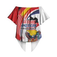 German American Heritage Month Off Shoulder Wrap Waist Top USA Bald Eagle with Brandenburg Gate