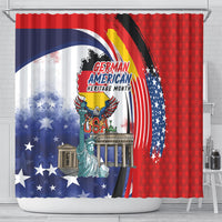 German American Heritage Month Shower Curtain USA Bald Eagle with Brandenburg Gate