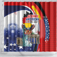 German American Heritage Month Shower Curtain USA Bald Eagle with Brandenburg Gate