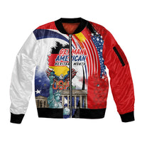 German American Heritage Month Sleeve Zip Bomber Jacket USA Bald Eagle with Brandenburg Gate