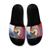 German American Heritage Month Slide Sandals USA Bald Eagle with Brandenburg Gate