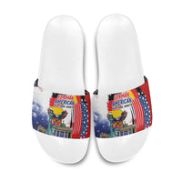 German American Heritage Month Slide Sandals USA Bald Eagle with Brandenburg Gate