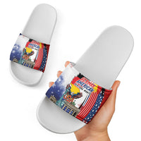 German American Heritage Month Slide Sandals USA Bald Eagle with Brandenburg Gate