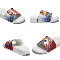 German American Heritage Month Slide Sandals USA Bald Eagle with Brandenburg Gate