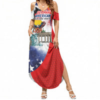 German American Heritage Month Summer Maxi Dress USA Bald Eagle with Brandenburg Gate