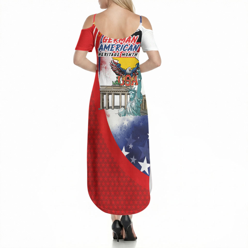 German American Heritage Month Summer Maxi Dress USA Bald Eagle with Brandenburg Gate