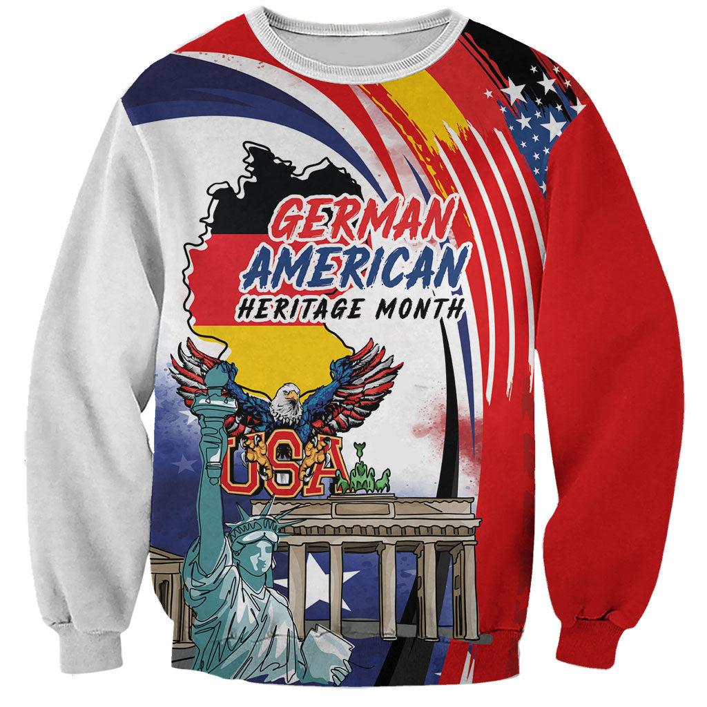 German American Heritage Month Sweatshirt USA Bald Eagle with Brandenburg Gate