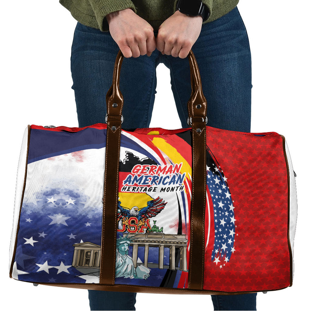German American Heritage Month Travel Bag USA Bald Eagle with Brandenburg Gate
