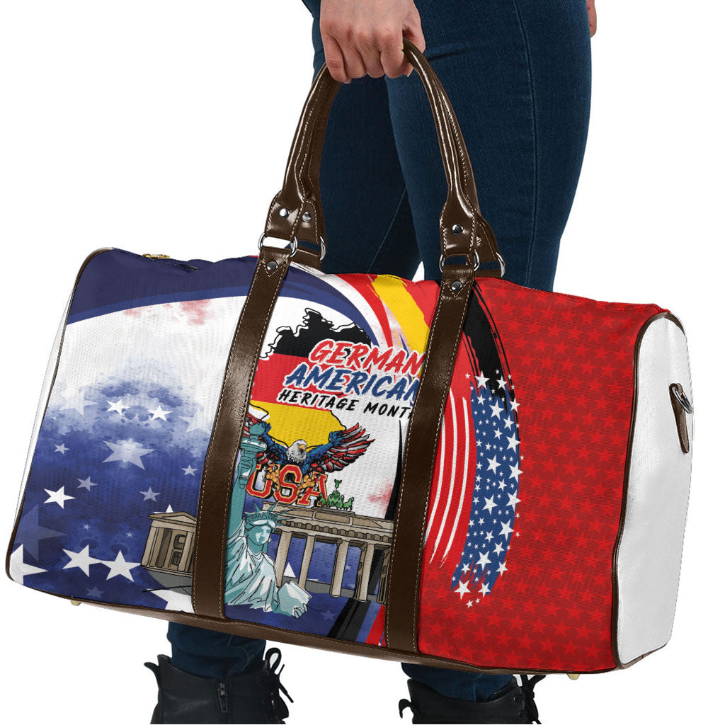 German American Heritage Month Travel Bag USA Bald Eagle with Brandenburg Gate