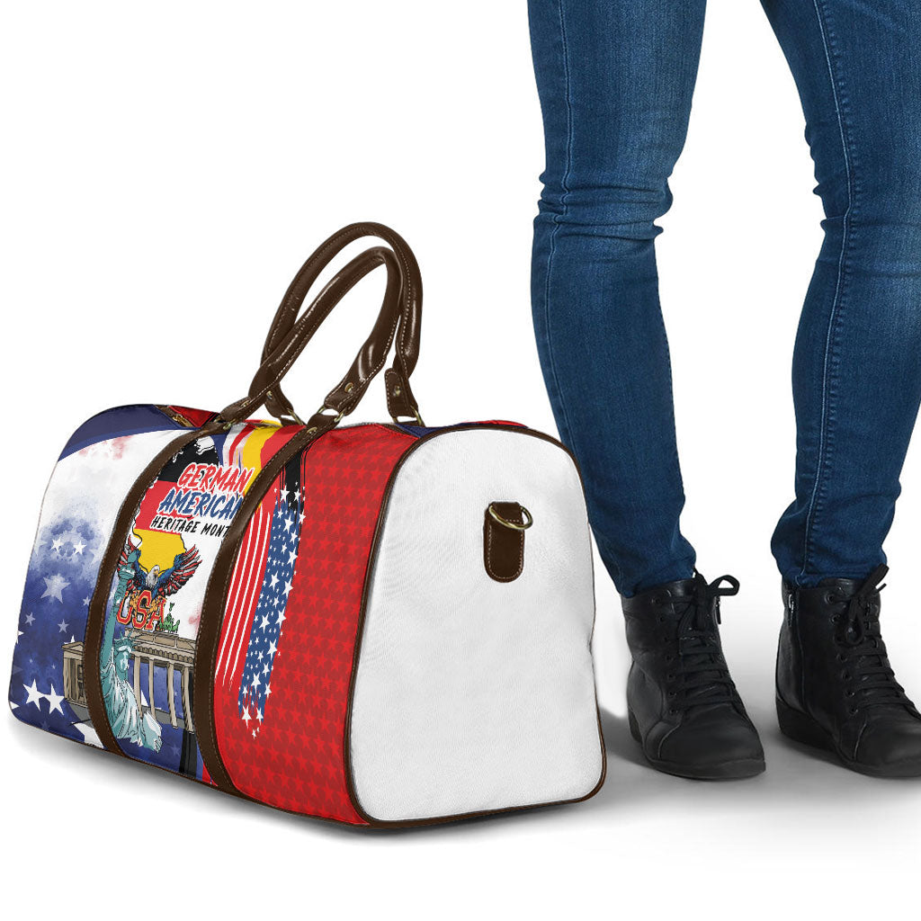 German American Heritage Month Travel Bag USA Bald Eagle with Brandenburg Gate