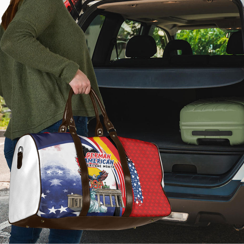 German American Heritage Month Travel Bag USA Bald Eagle with Brandenburg Gate