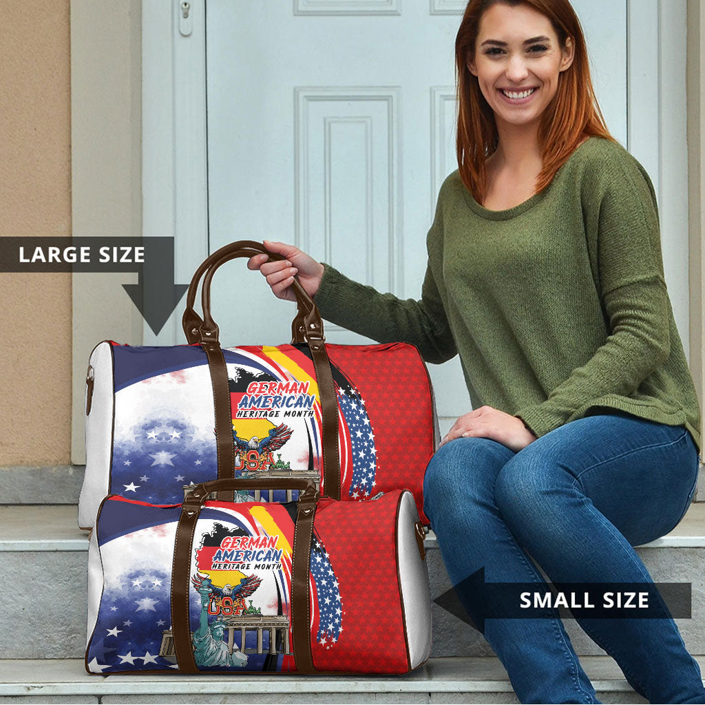German American Heritage Month Travel Bag USA Bald Eagle with Brandenburg Gate