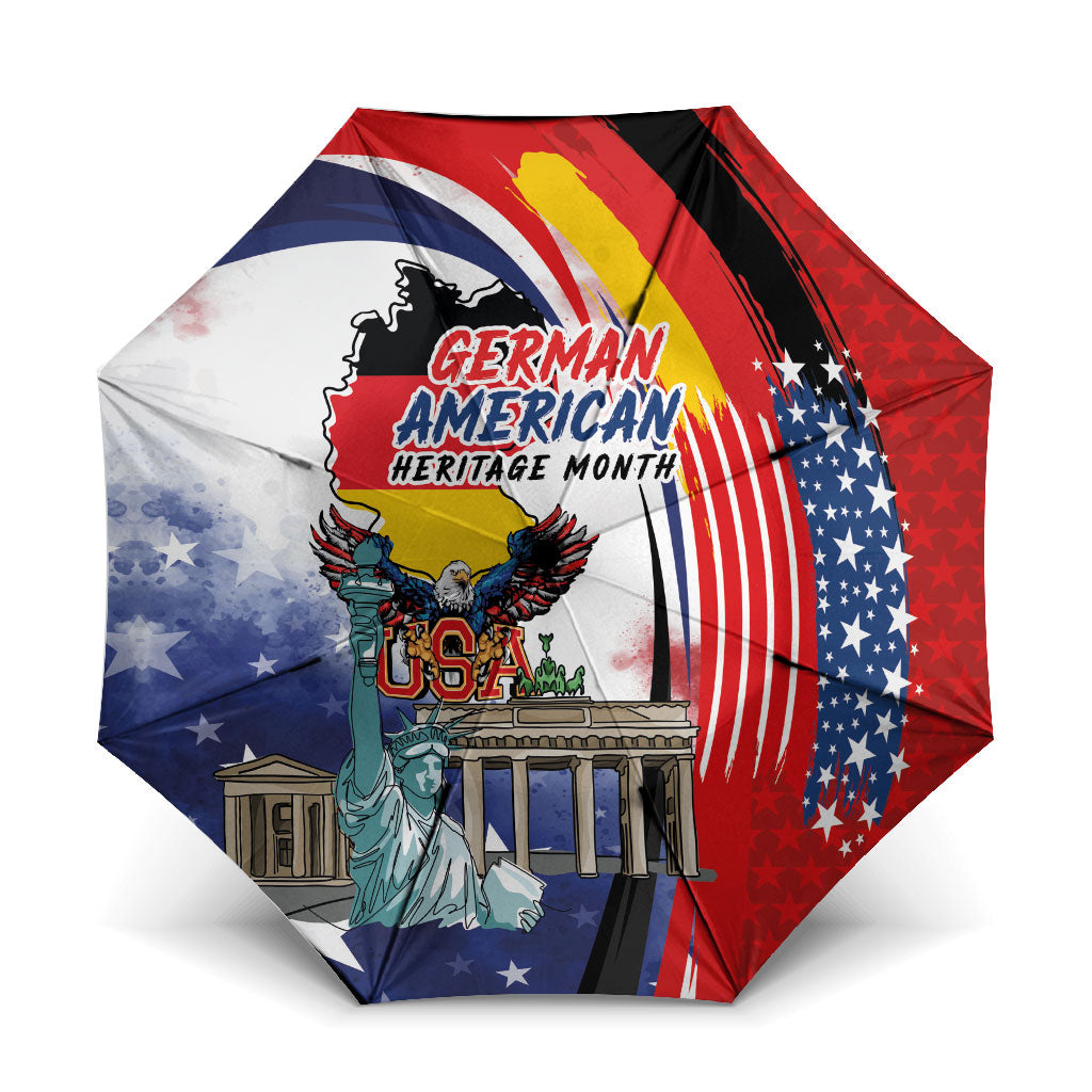 German American Heritage Month Umbrella USA Bald Eagle with Brandenburg Gate