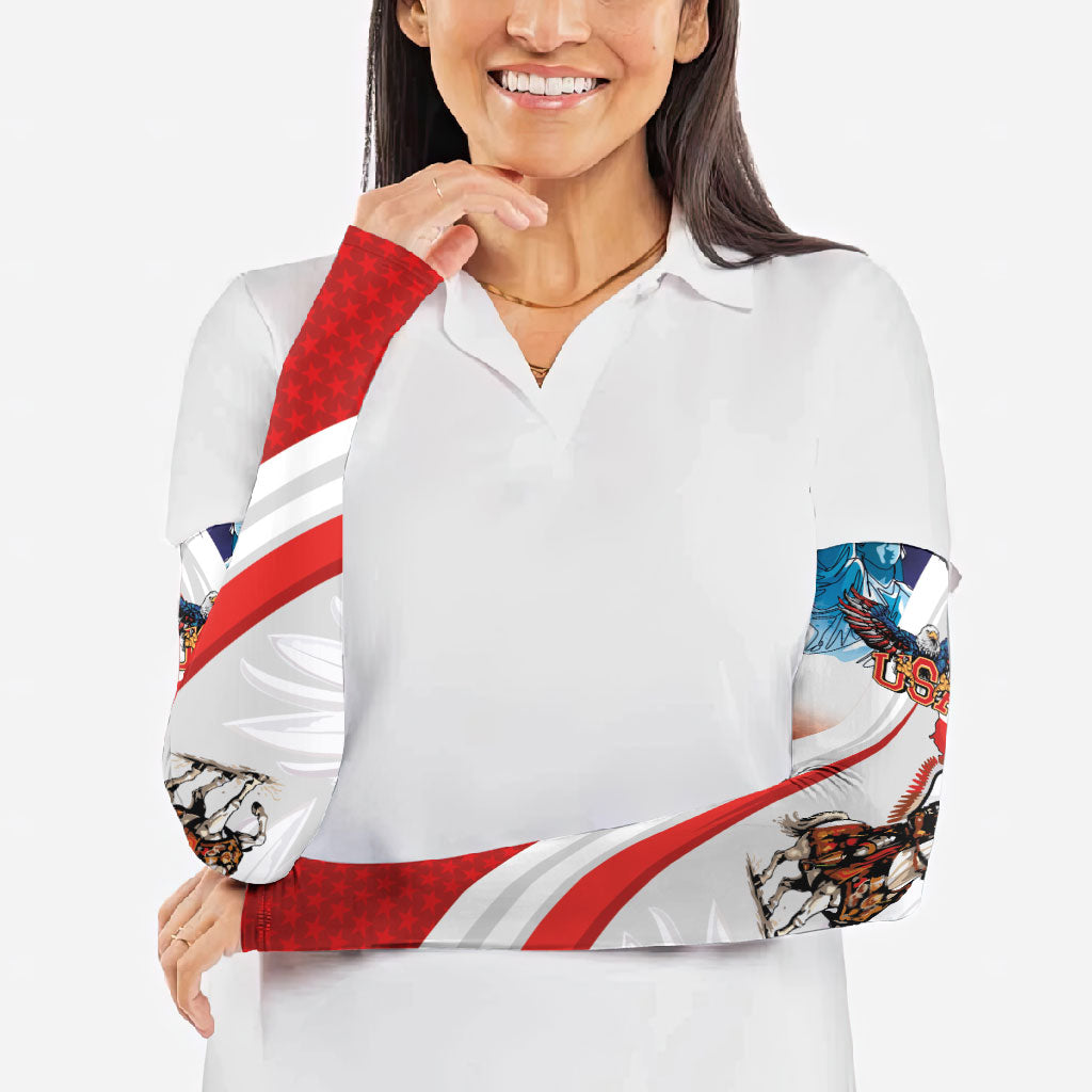 Polish American Heritage Month Arm Sleeves Winged Hussar with USA Bald Eagle
