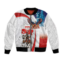 Polish American Heritage Month Bomber Jacket Winged Hussar with USA Bald Eagle