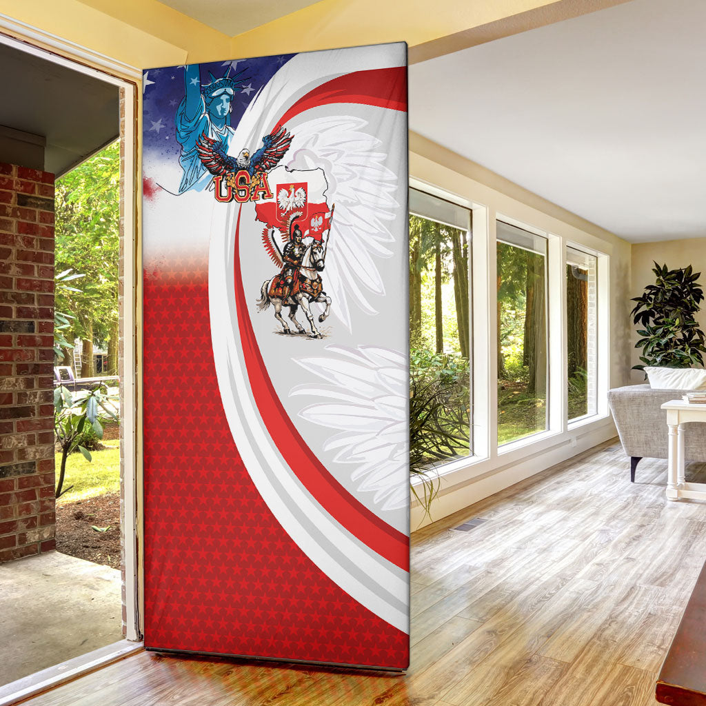 Polish American Heritage Month Door Cover Winged Hussar with USA Bald Eagle