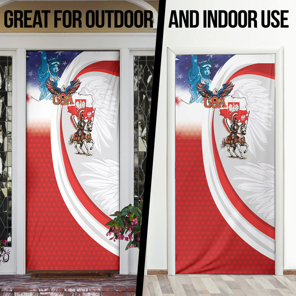Polish American Heritage Month Door Cover Winged Hussar with USA Bald Eagle