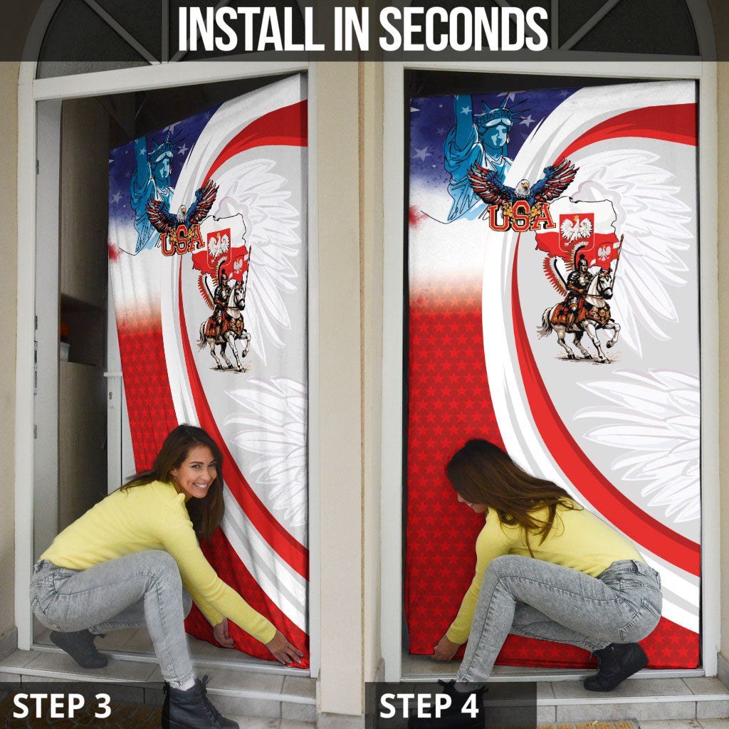 Polish American Heritage Month Door Cover Winged Hussar with USA Bald Eagle