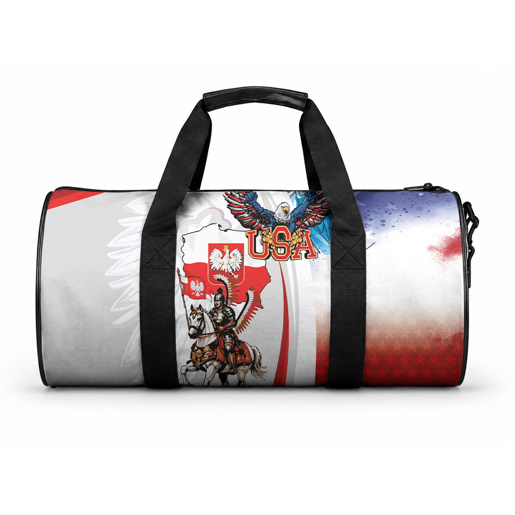 Polish American Heritage Month Duffle Bag Winged Hussar with USA Bald Eagle
