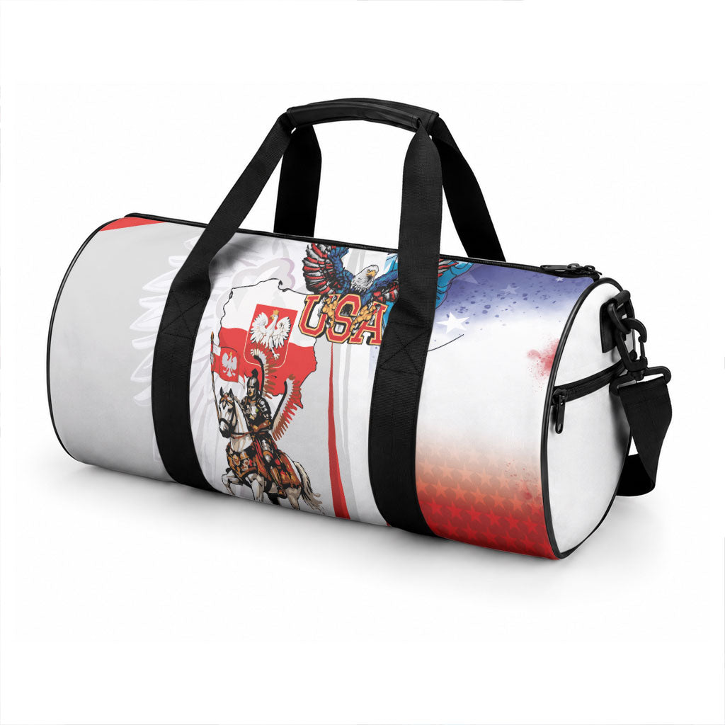 Polish American Heritage Month Duffle Bag Winged Hussar with USA Bald Eagle