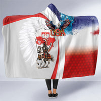 Polish American Heritage Month Hooded Blanket Winged Hussar with USA Bald Eagle