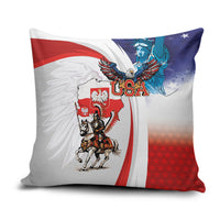 Polish American Heritage Month Pillow Cover Winged Hussar with USA Bald Eagle