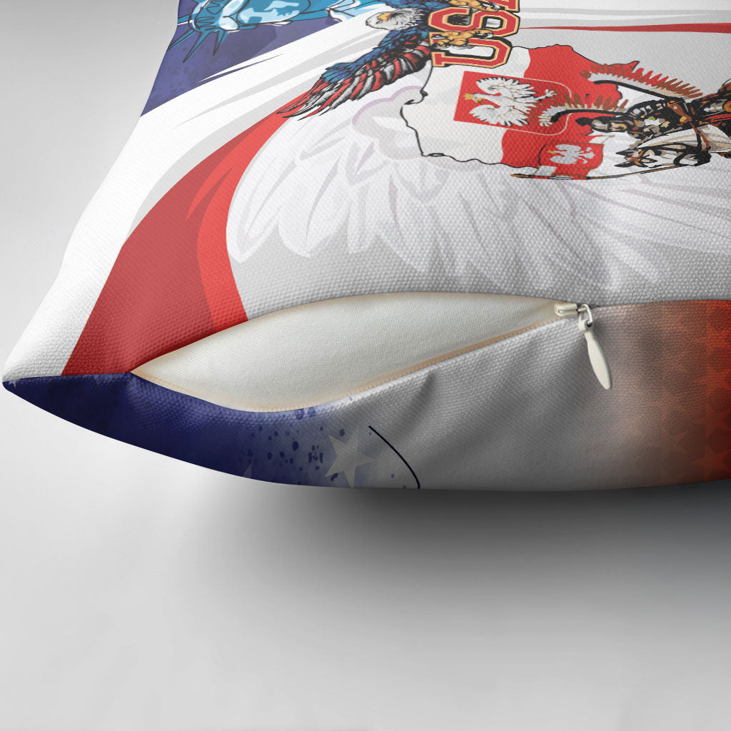 Polish American Heritage Month Pillow Cover Winged Hussar with USA Bald Eagle