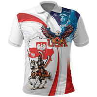 Polish American Heritage Month Polo Shirt Winged Hussar with USA Bald Eagle
