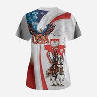 Polish American Heritage Month Scrub Top Winged Hussar with USA Bald Eagle