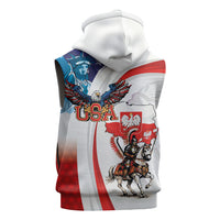 Polish American Heritage Month Sleeveless Hoodie Winged Hussar with USA Bald Eagle
