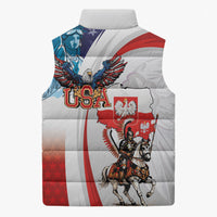 Polish American Heritage Month Sleeveless Puffer Jacket Winged Hussar with USA Bald Eagle