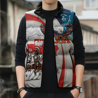 Polish American Heritage Month Sleeveless Puffer Jacket Winged Hussar with USA Bald Eagle