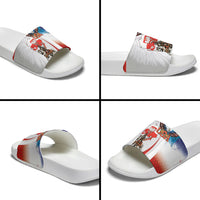 Polish American Heritage Month Slide Sandals Winged Hussar with USA Bald Eagle