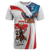 Polish American Heritage Month T Shirt Winged Hussar with USA Bald Eagle
