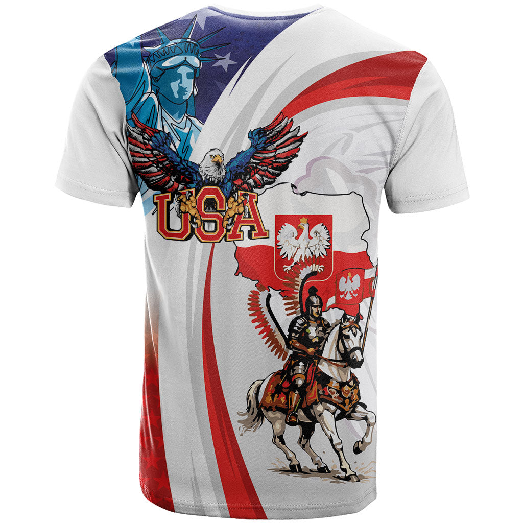 Polish American Heritage Month T Shirt Winged Hussar with USA Bald Eagle