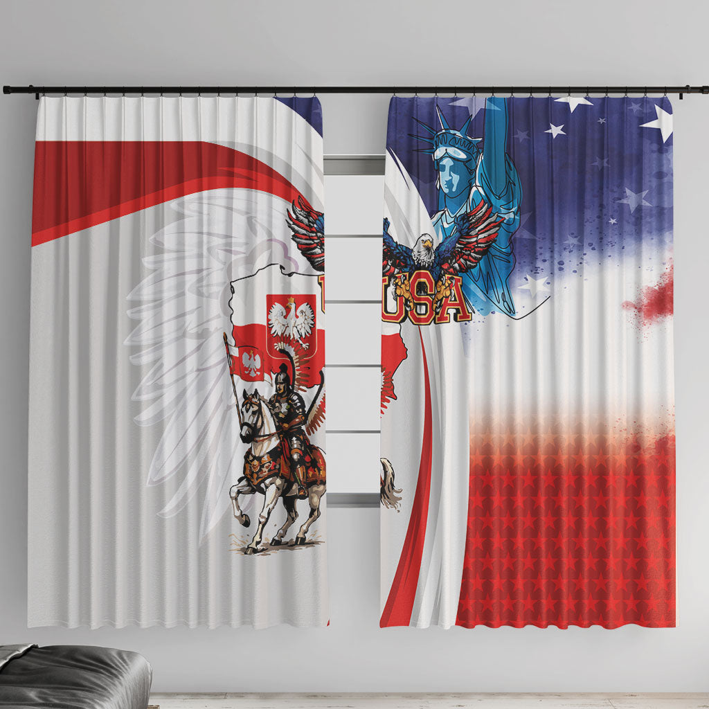 Polish American Heritage Month Window Curtain Winged Hussar with USA Bald Eagle