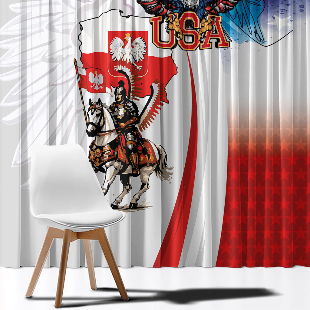 Polish American Heritage Month Window Curtain Winged Hussar with USA Bald Eagle