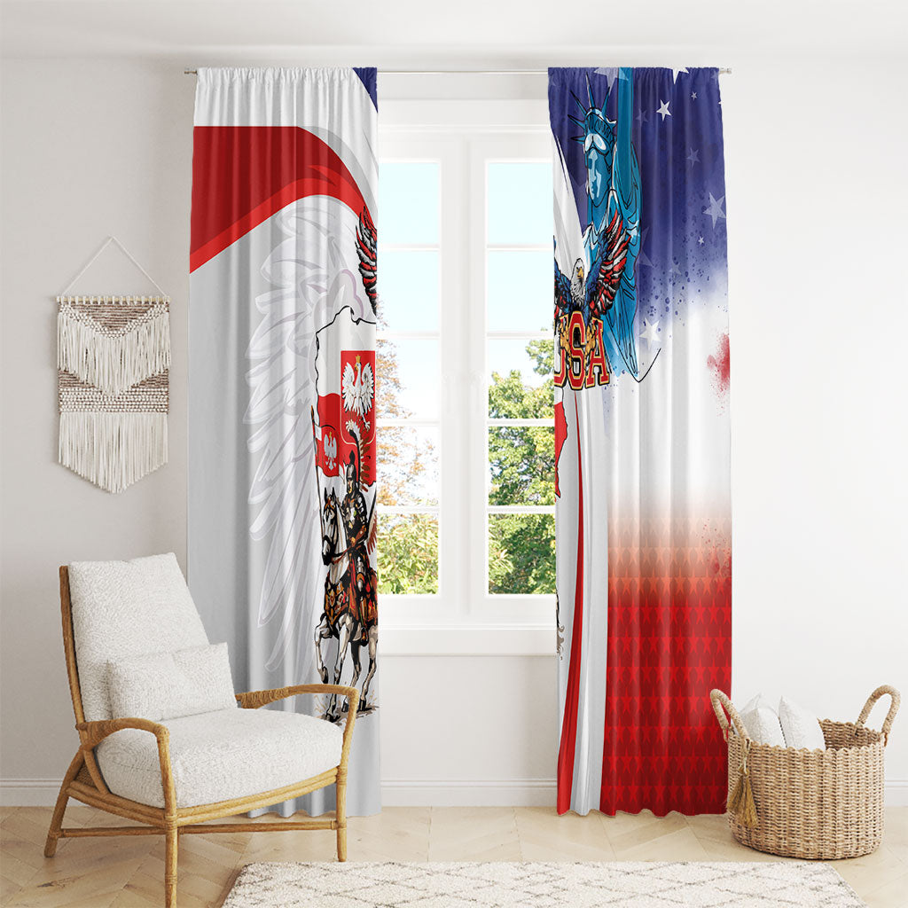 Polish American Heritage Month Window Curtain Winged Hussar with USA Bald Eagle