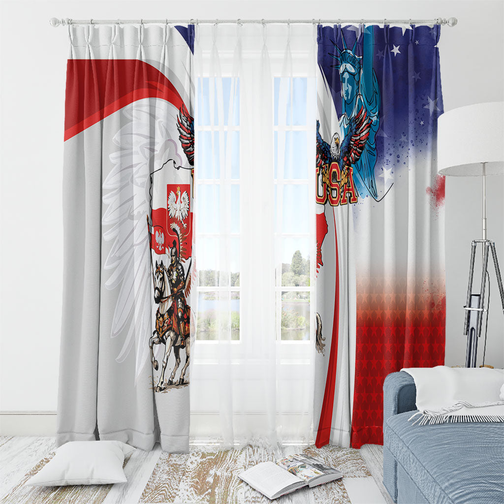 Polish American Heritage Month Window Curtain Winged Hussar with USA Bald Eagle